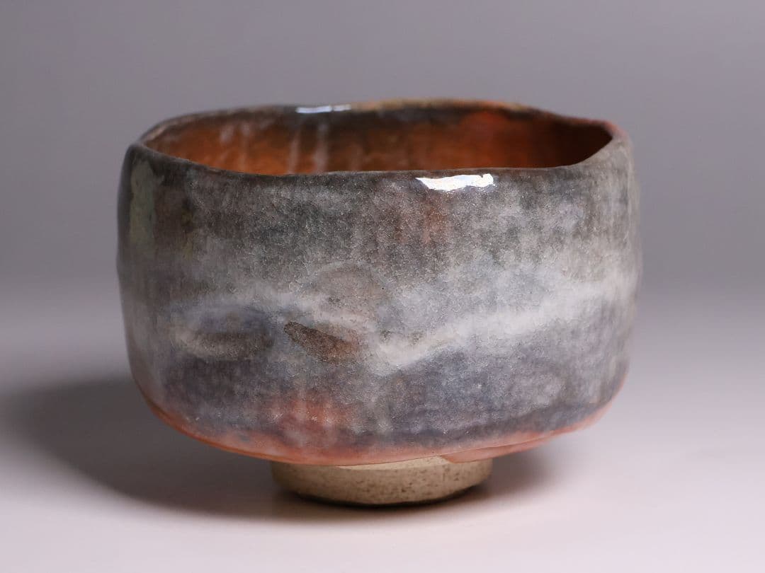 茶道具 二代 小川長楽 赤茶碗 共箱 共布 陶芸 陶器【MA914】