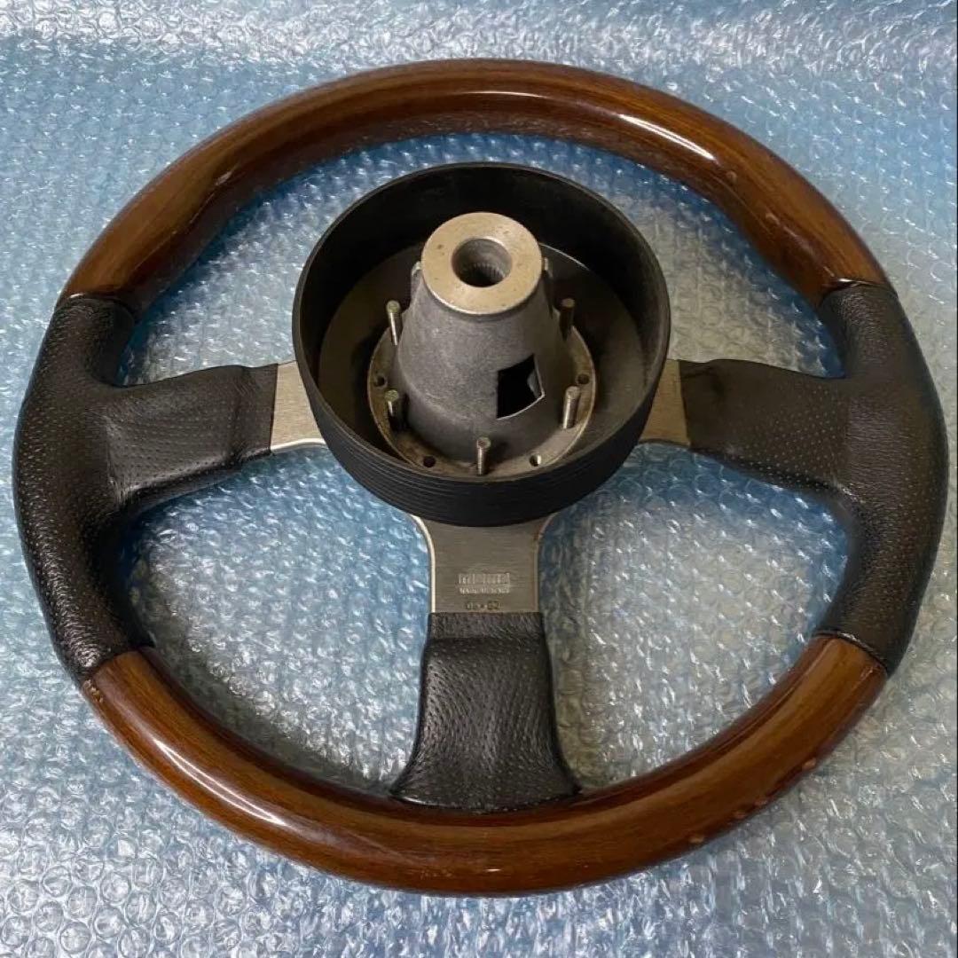 絶版品 希少 MOMO FIGHTER 35Φ レザー ウッドコンビ