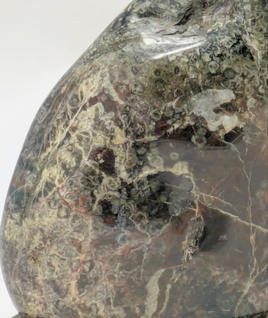 桜孔雀石　レア石　山の形　根尾 鑑賞石 水石 自然石　ケヤキ台座・共箱つき