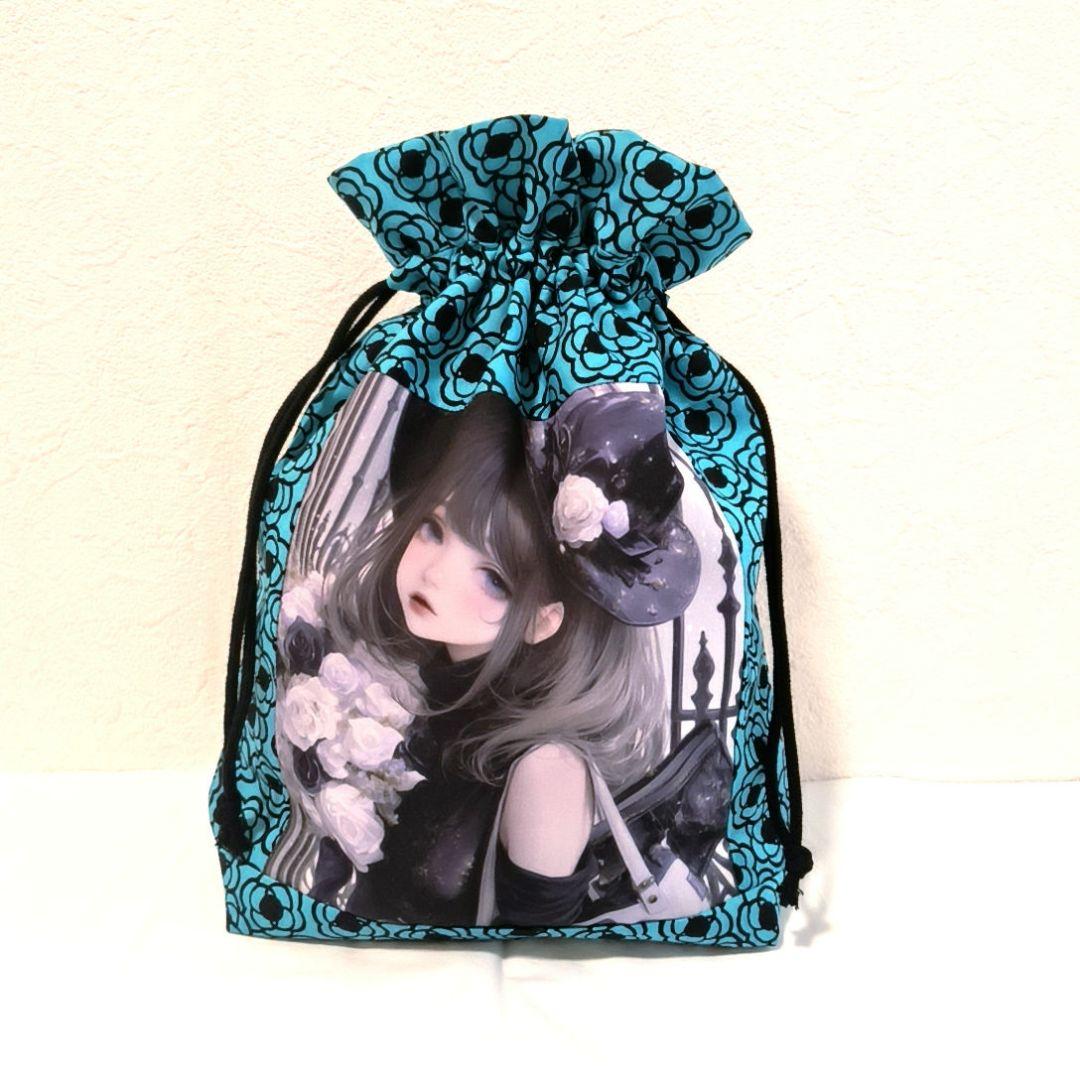 La luna様】ハンドメイドオーダー★女の子★フラットトートバッグ&巾着　5点