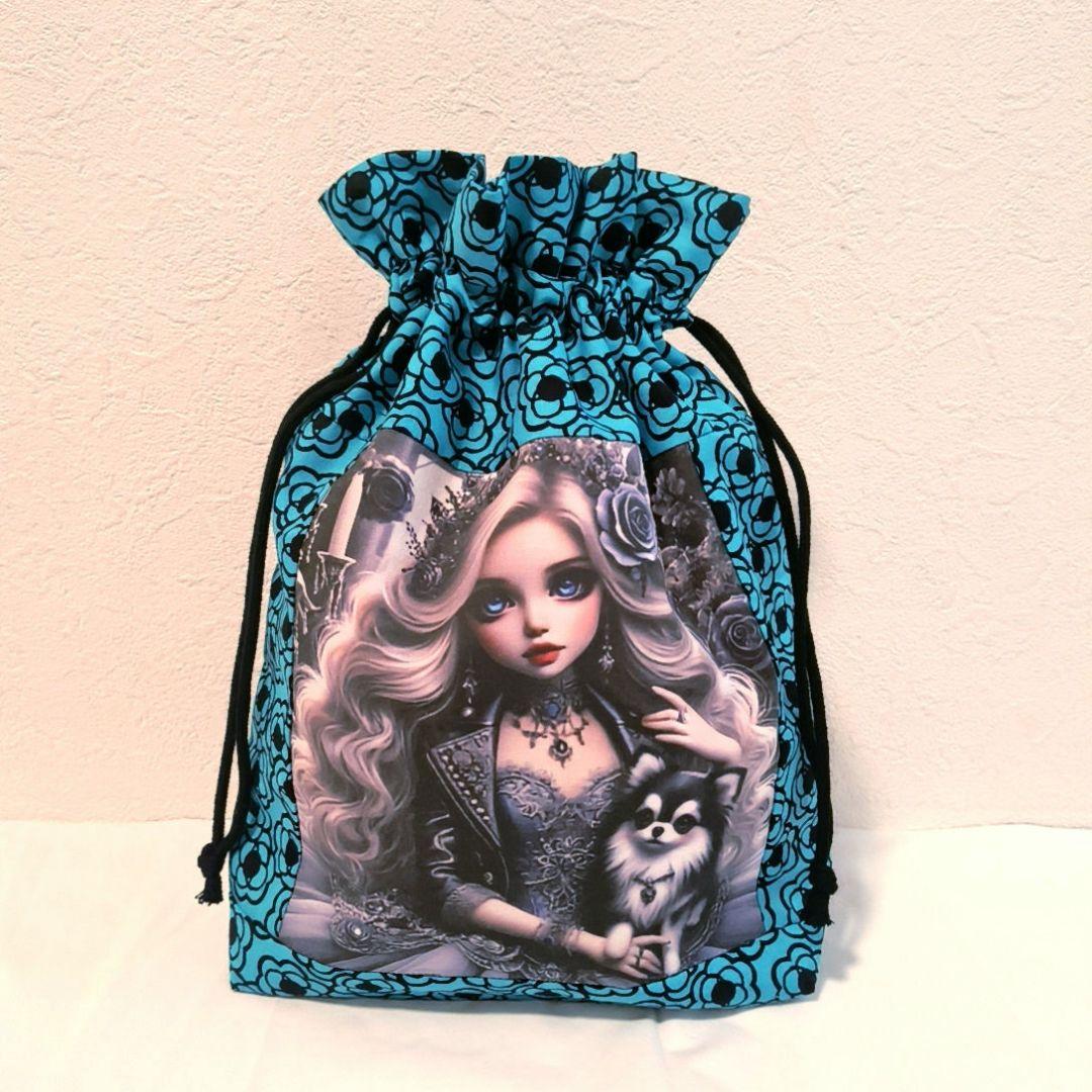 La luna様】ハンドメイドオーダー★女の子★フラットトートバッグ&巾着　5点