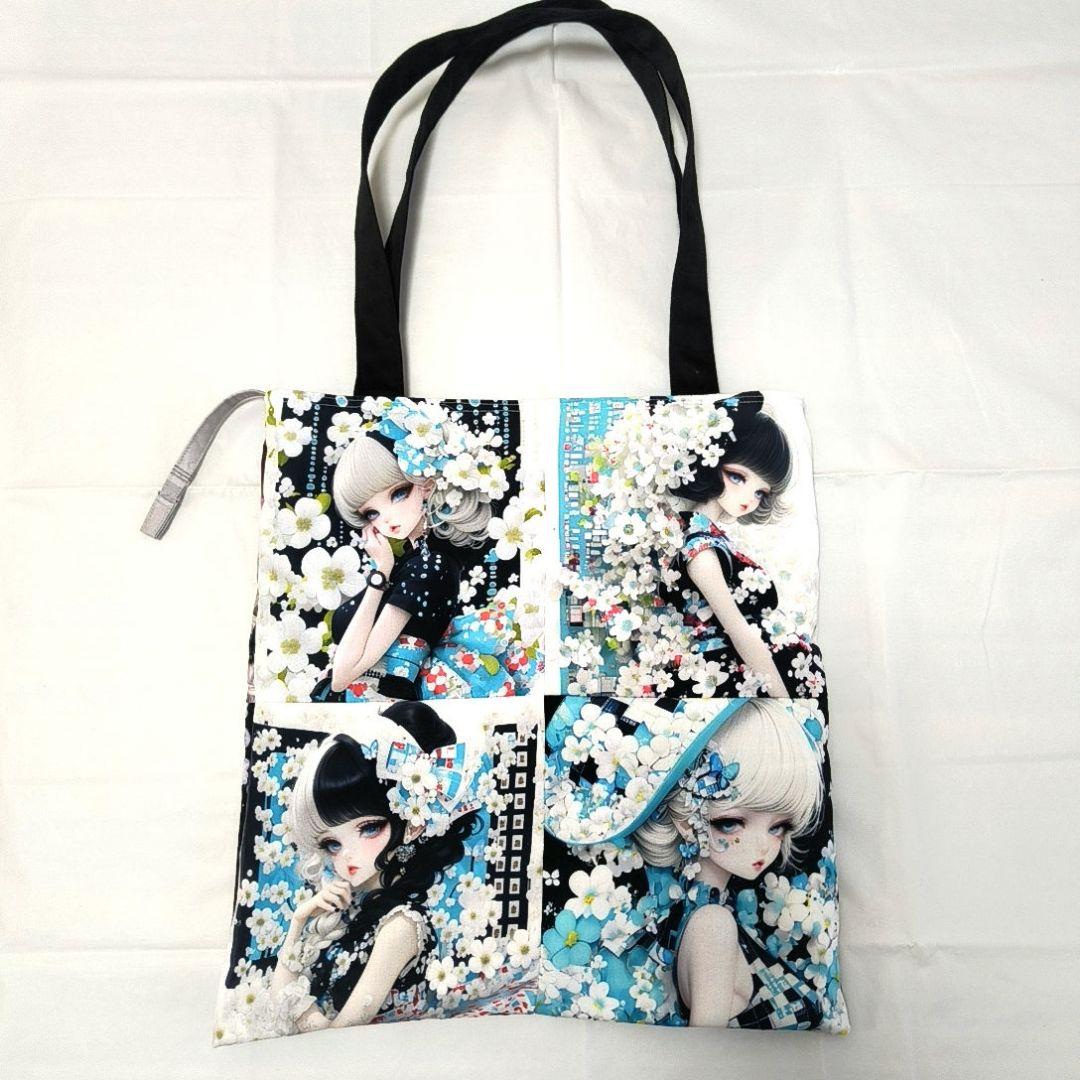 La luna様】ハンドメイドオーダー★女の子★フラットトートバッグ&巾着　5点