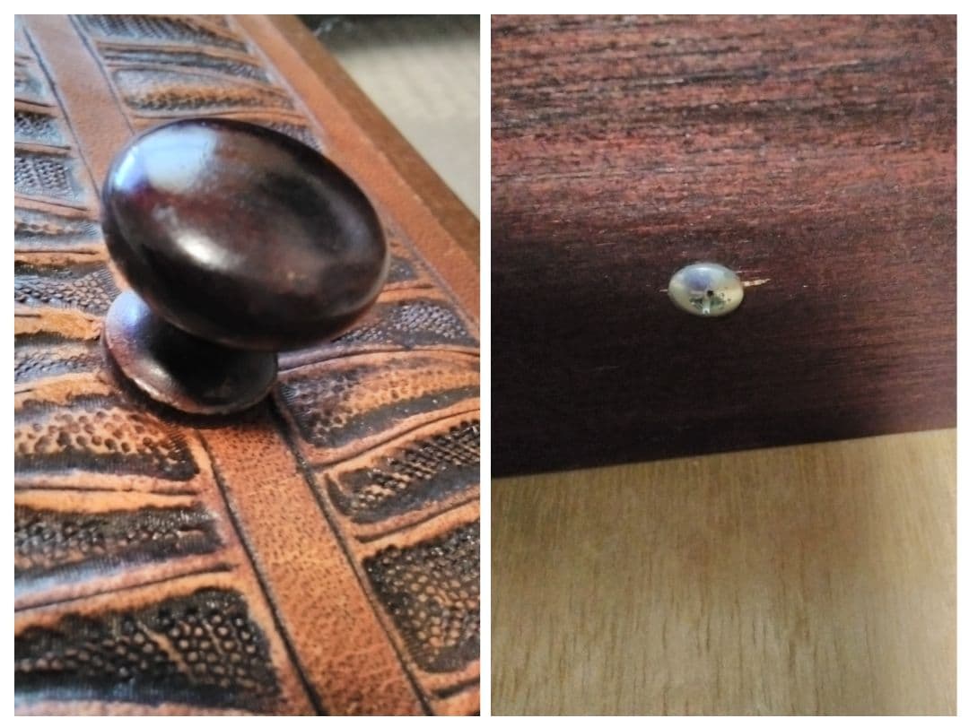 前面レザークラフト張り 6段キャビネット、チェスト