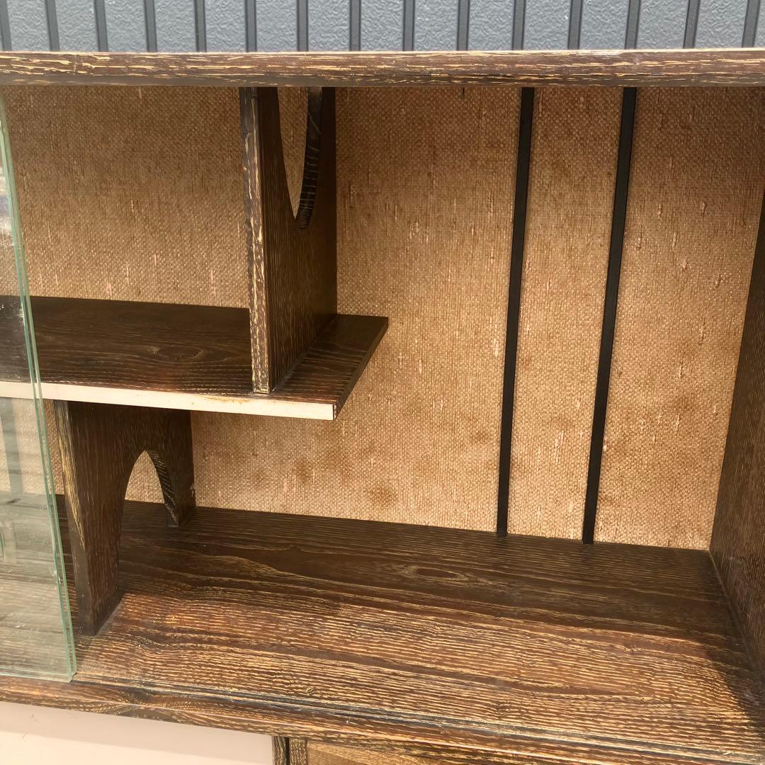 昭和レトロ ミッドセンチュリー 古家具 飾り棚 彫刻サイドボード ディスプレイ