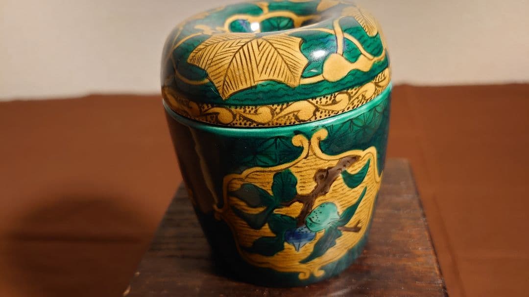 吉田屋窯　青九谷　青手　香炉　古九谷　アンティーク九谷焼　前田家　角福　１客