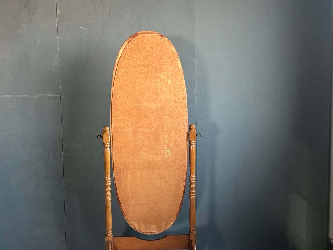 希少　ヴィンテージ　オーバル型　ミラー　スタンドミラー　縦長　ろくろ　SS