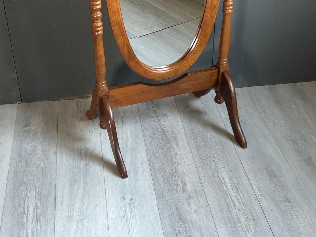 希少　ヴィンテージ　オーバル型　ミラー　スタンドミラー　縦長　ろくろ　SS