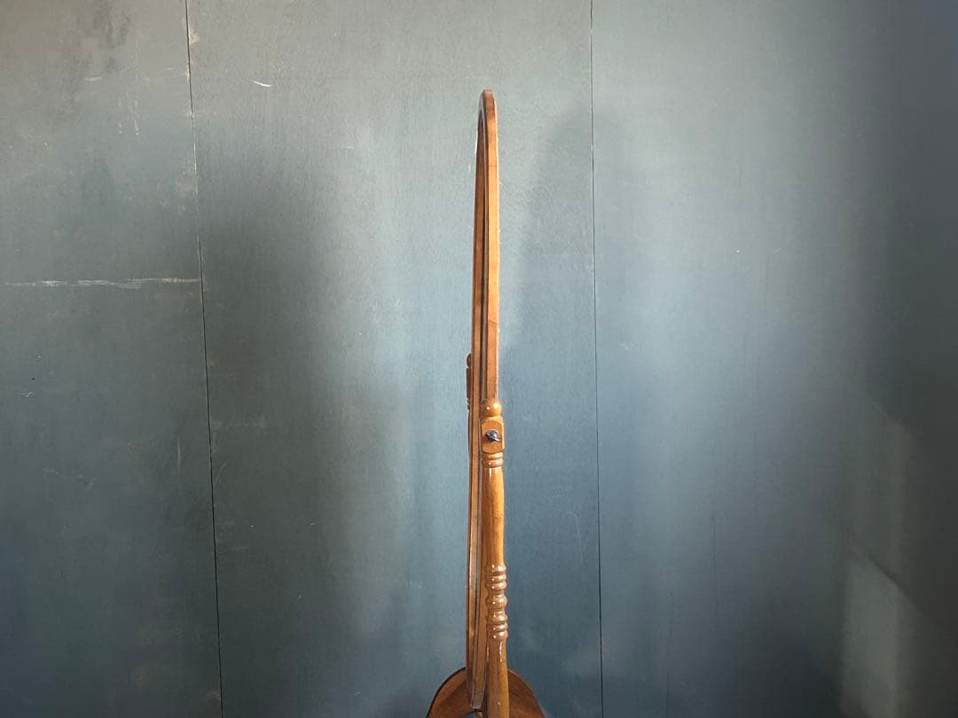 希少　ヴィンテージ　オーバル型　ミラー　スタンドミラー　縦長　ろくろ　SS