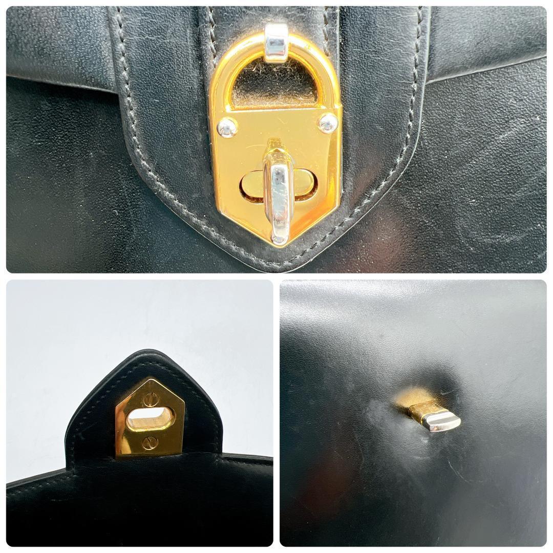 WAKO カーフレザー ターンロック金具 フォーマルバッグ ブラック f528