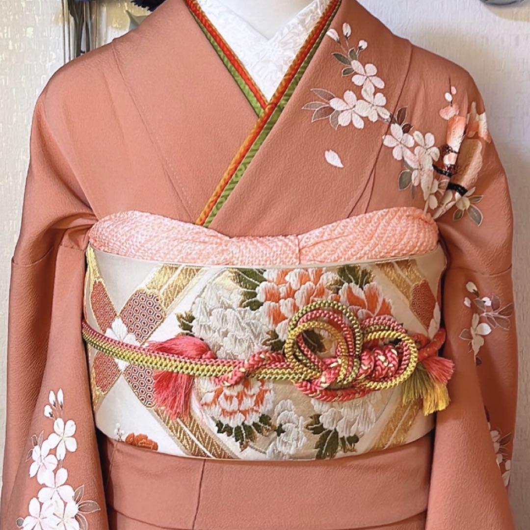 華　【袋帯 ２枚セット 正絹】六通柄 振袖 成人式 訪問着