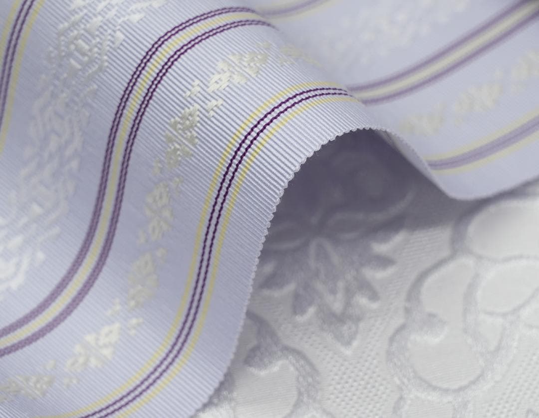 新品 博多織 【長尺】単衣半幅帯 浴衣帯 暁鼠 五本献上柄 帯端処理済