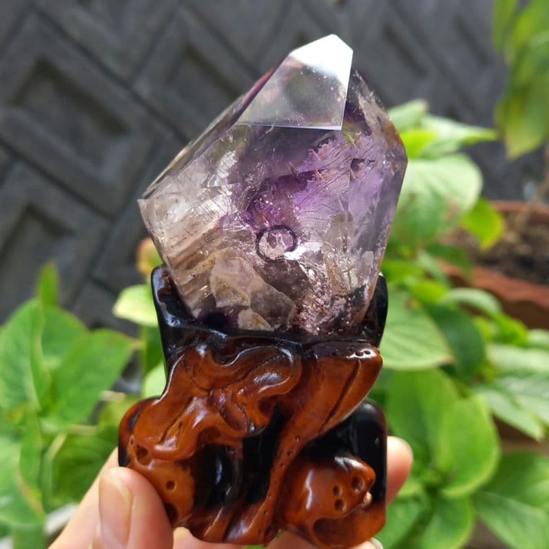 水入りスーパーセブン原石◼️水晶◼️台座付　A