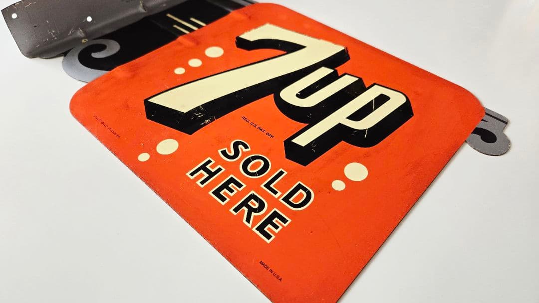 7UP セブンアップ　ブリキ看板　USA製　ディスプレイ　ビンテージ　レア　希少