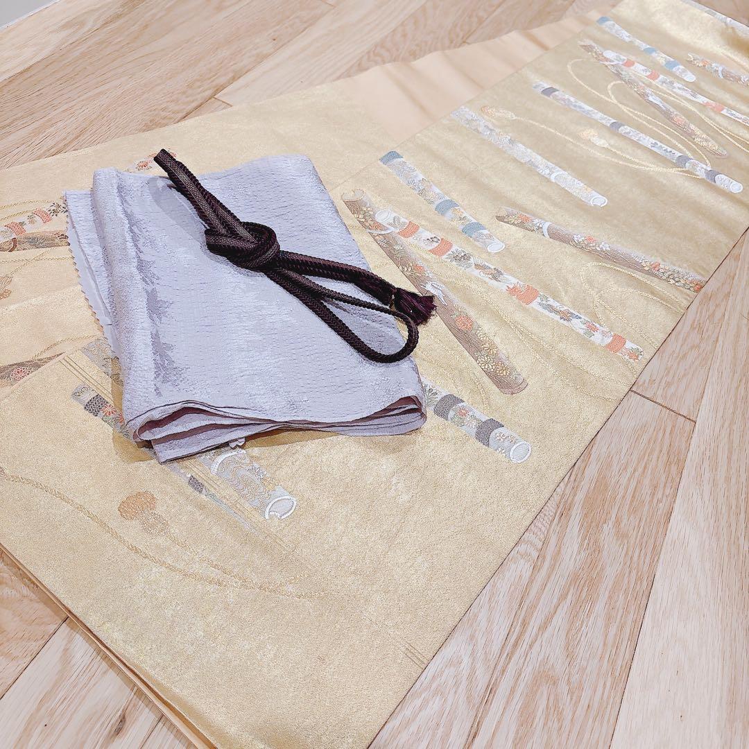 美品　訪問着　フルセット　作家物　金彩　刺繍 卒業式　入学式　大きいサイズ　袋帯