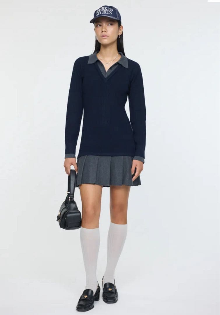 【MOUSSY】LAYERED KNIT ミニドレス　ブラック 長袖