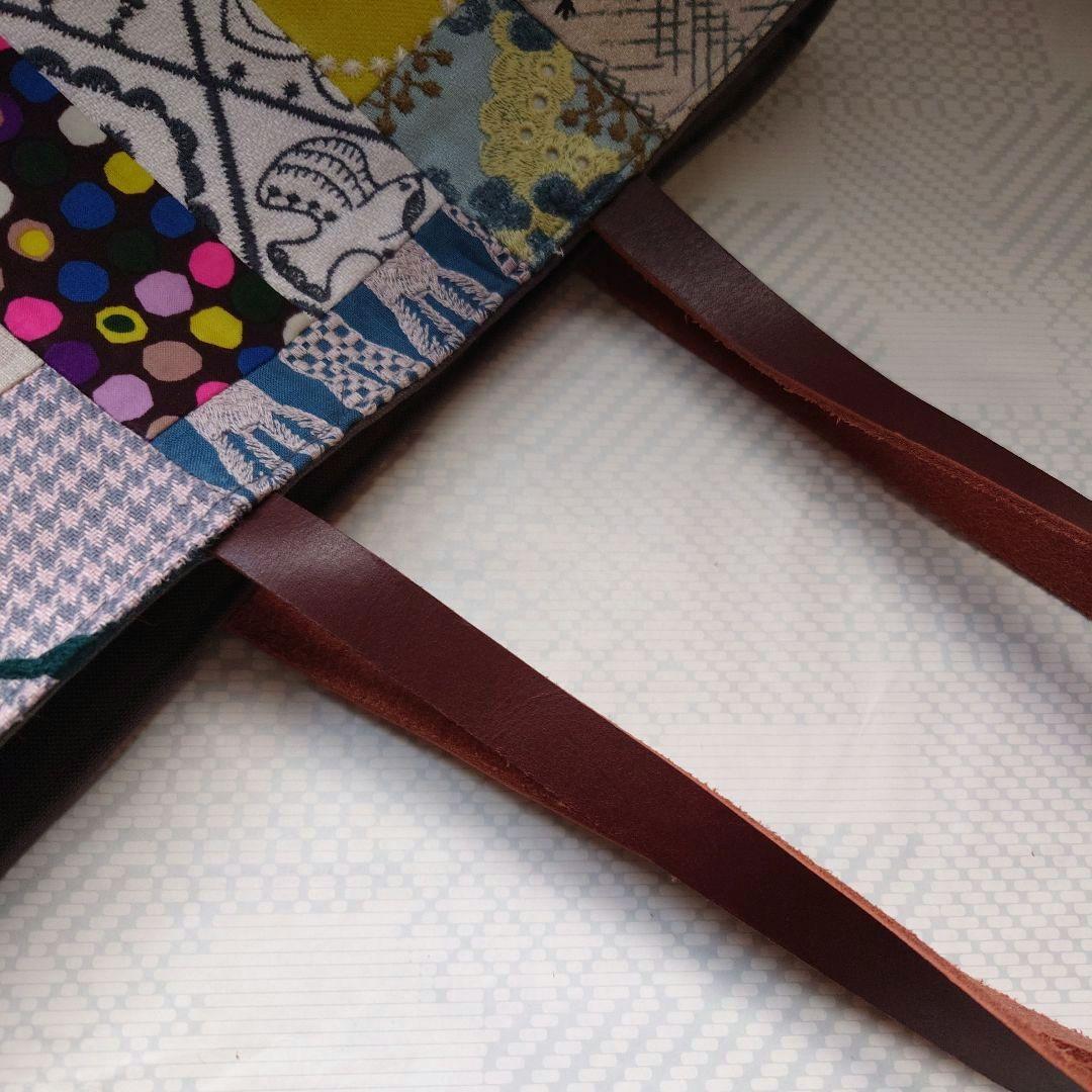 ミナペルホネン　両面パッチワーク　マチありトートバッグ