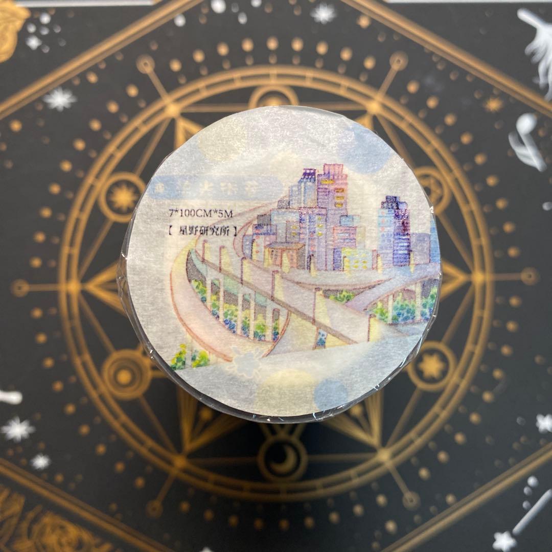 【9113】海外　マステ　5m巻　PETマスキングテープ　夜景　街景色　背景系