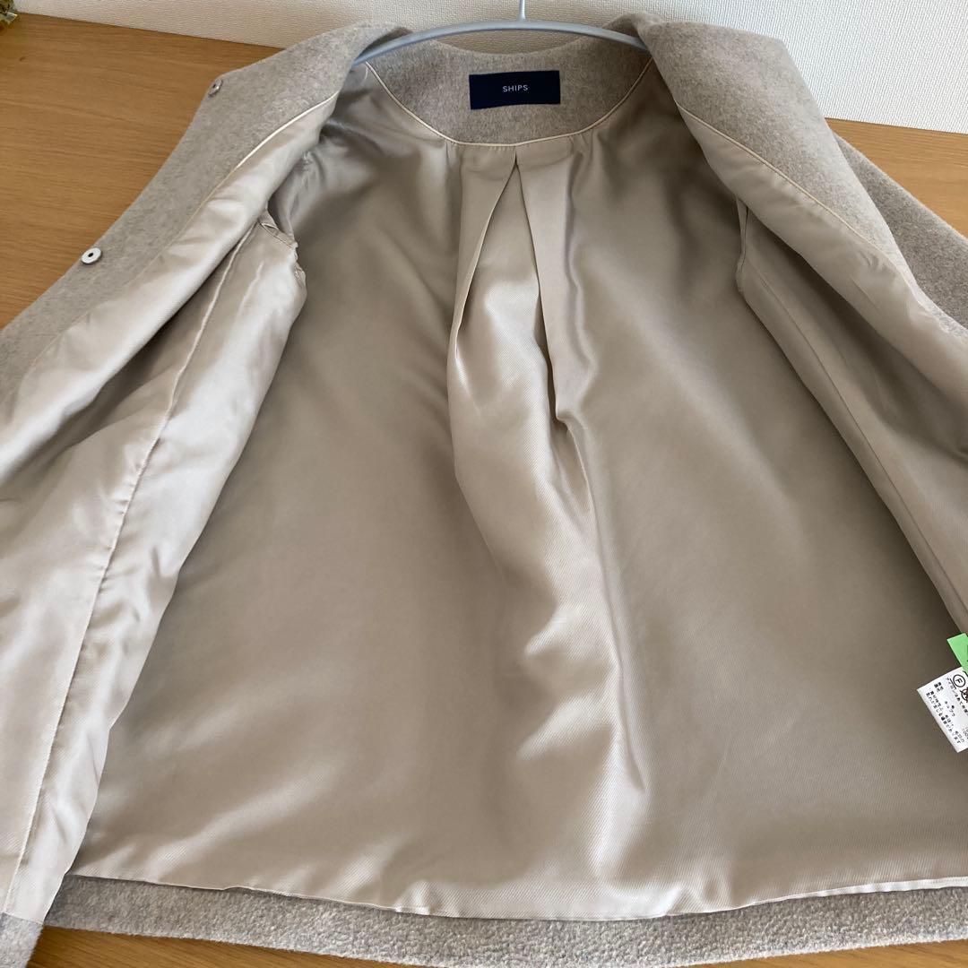 SHIPS ウール１００% ノーカラーコート　Sサイズ