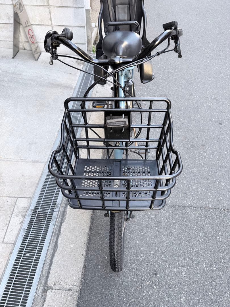 子供乗せ　ヤマハ　水色 電動アシスト自転車 チャイルドシート付き