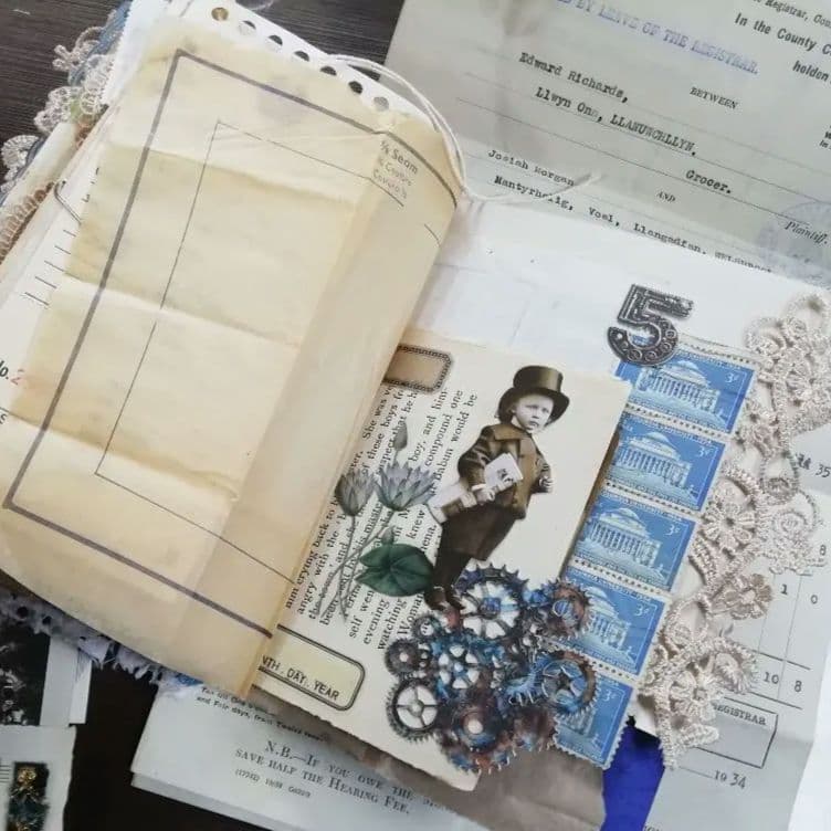 古い紙と青のジャンクジャーナル2冊セット