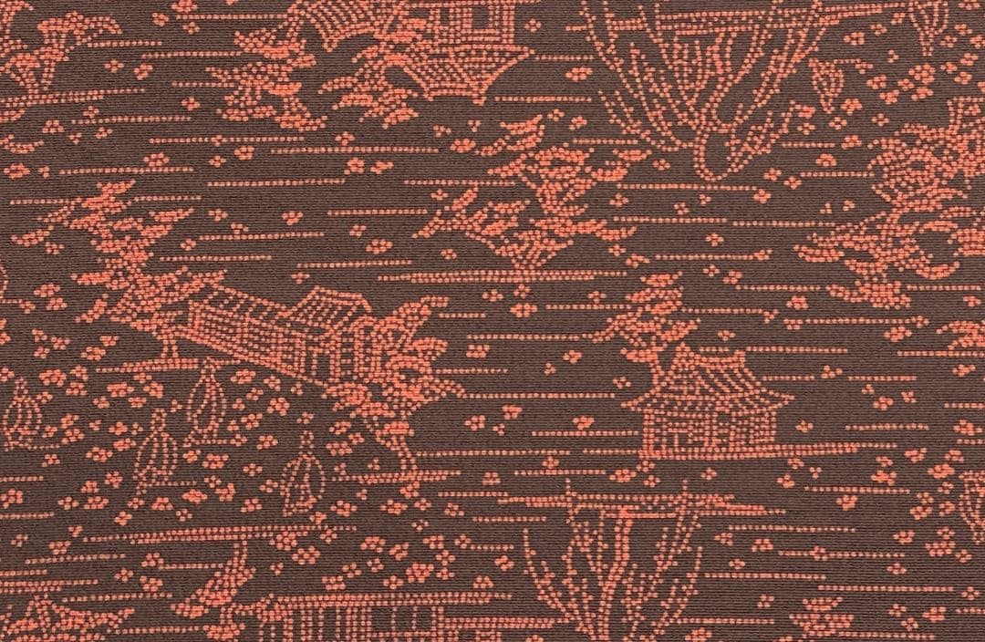 赤茶色　人間国宝　初代六谷梅軒　錐彫り伊勢型紙　江戸小紋　未仕立て　反物販売