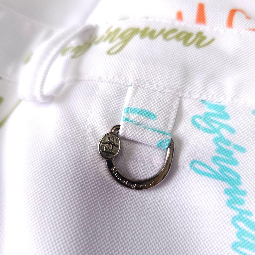 【マンシングウェア】ペンギンロゴ×ロゴ総柄 マルチカラー 半袖ゴルフワンピースL