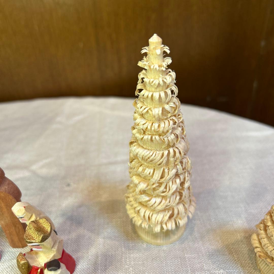 貴重ヴィンテージ未使用クリッペ木製ミニクリスマスキリスト降誕セット16個モミの木