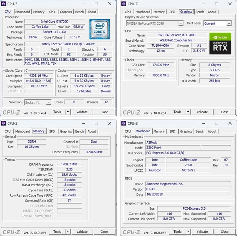 ゲーミングPC/Core i7 8700K/RTX2080/メモリ16GB