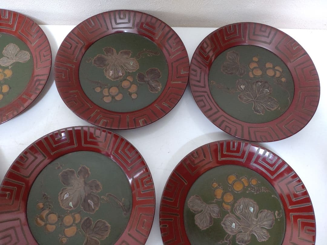 李朝 漆器 皿 螺鈿 11枚 美術 骨董 茶道具