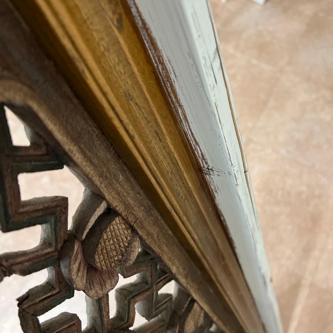 韓国アンティーク＊装飾的な木製パネル 花モチーフ