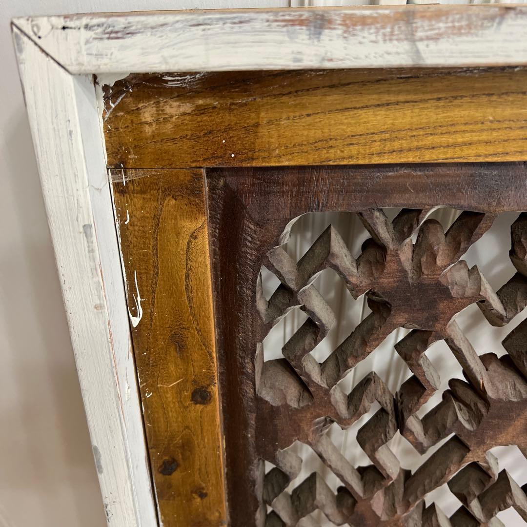 韓国アンティーク＊装飾的な木製パネル 花モチーフ