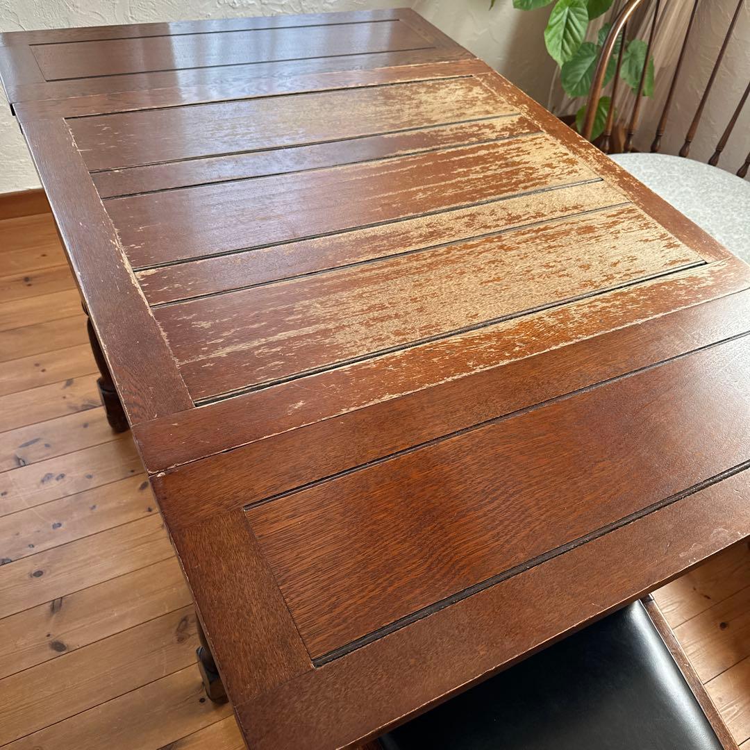 ロイズアンティーク木製エクステンションテーブル ダークブラウン