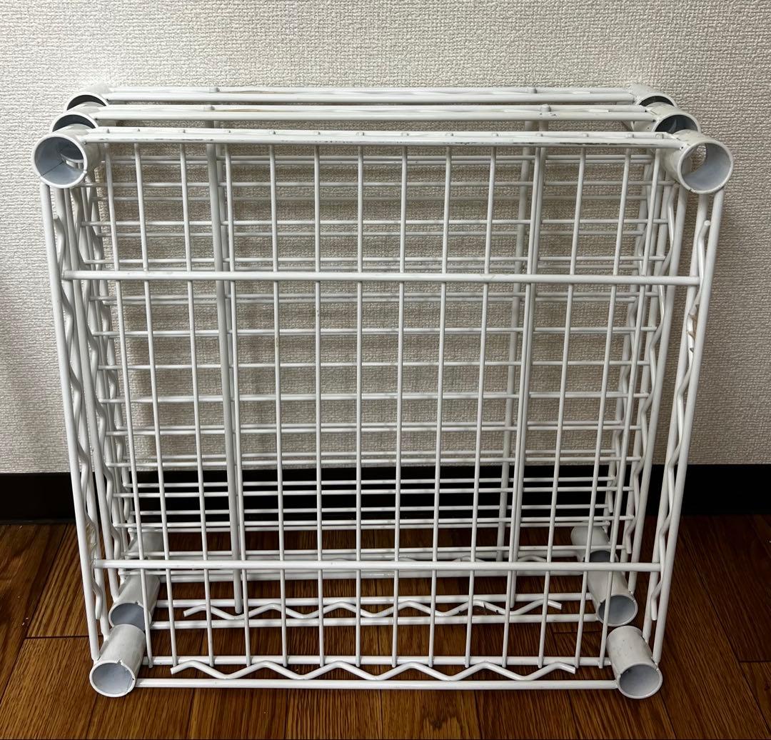 純正ホームエレクター棚4段+棚3段キャスター付きホワイト197.7×162×45