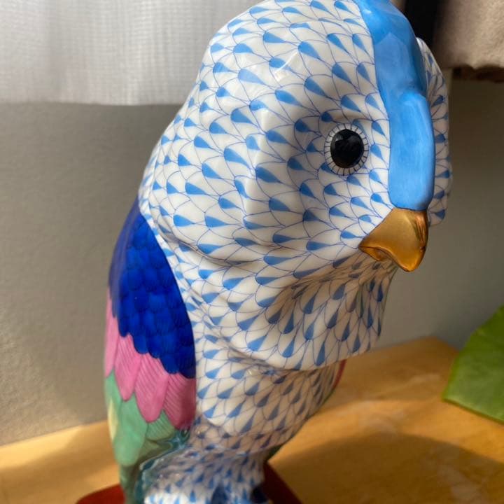 箱付　未使用　ヘレンド　フクロウ　手描き　特大　30センチ　処分価格