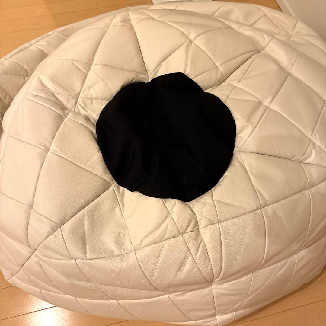 【人をダメにする】ビーズクッションソファ 合成皮革 キルティング　ホワイト