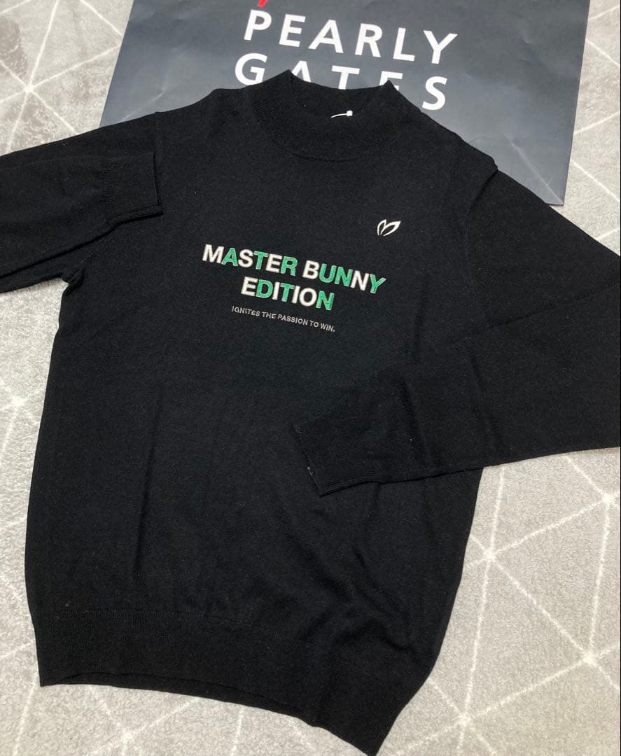 新品 パーリーゲイツ マスターバニー カシミヤ混 タートルネックニット(4)M黒