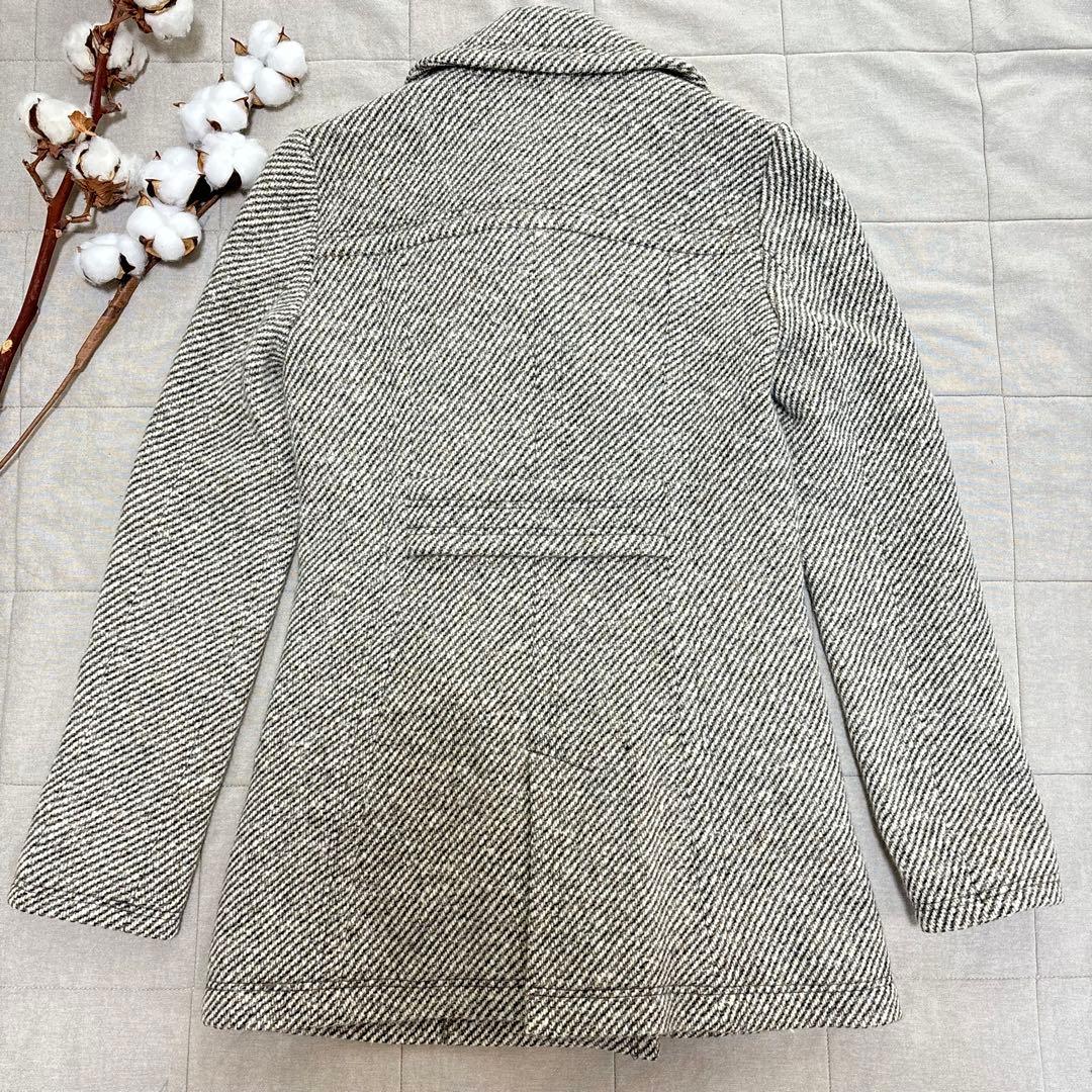 極美品！ピーコート 36 バーバリーブルーレーベル ツイード アンゴラ 36