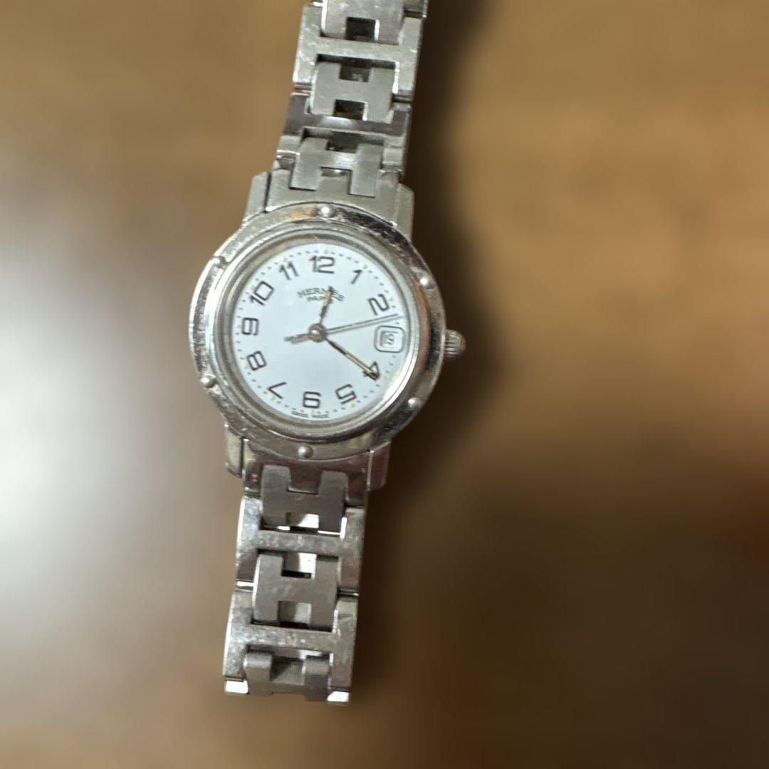 HERMES シルバー アナログ時計
