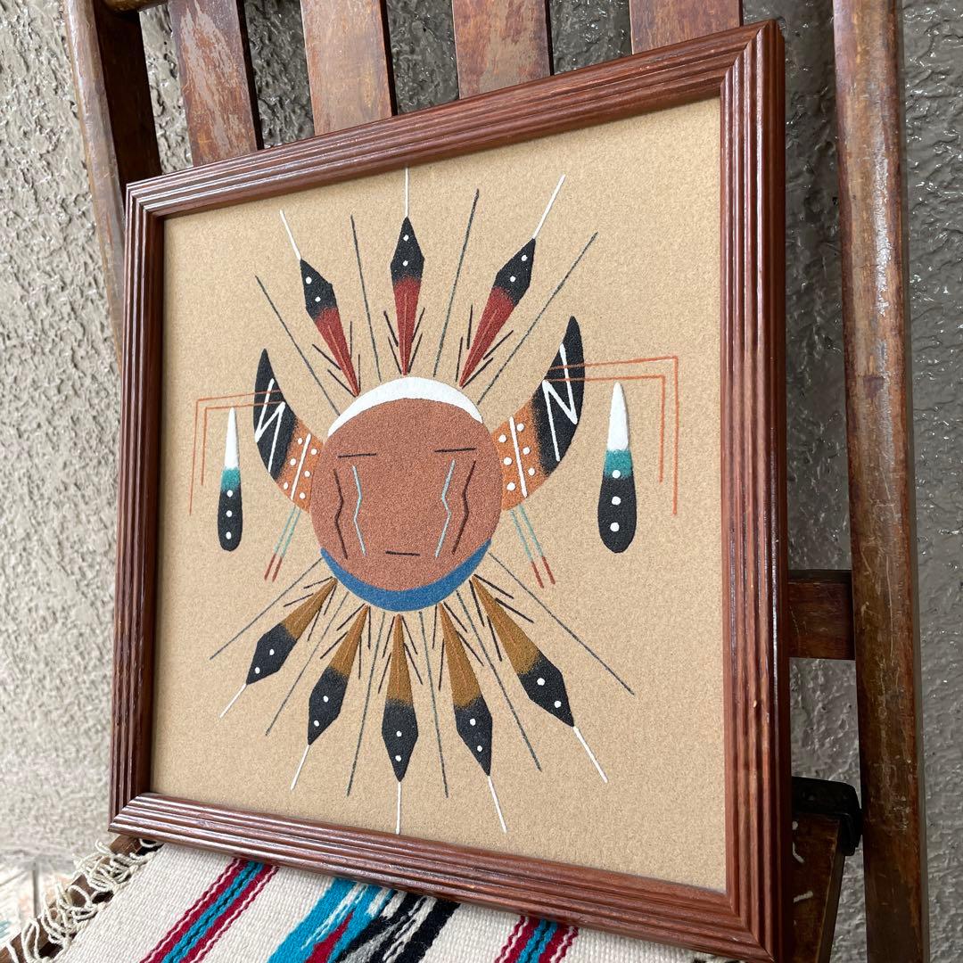 貴重ネイティブアメリカン ナバホ族navajoサンドペイント壁掛けプエブロUSA