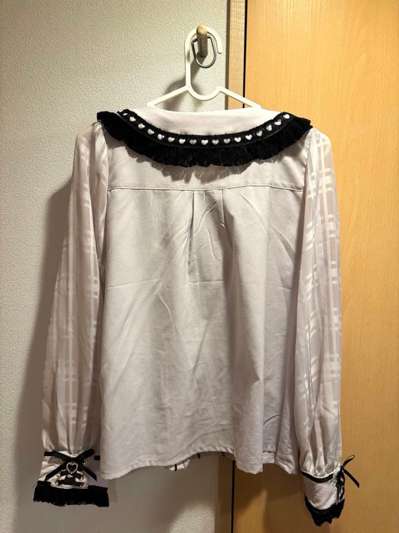 LIZLISA ハートレース襟ブラウス ピンク×ブラック