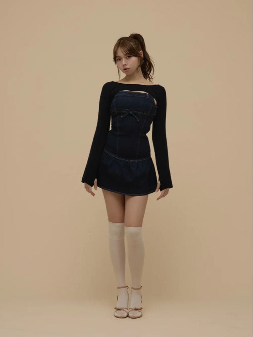 ワンピース Bonnie denim mini dress / navy