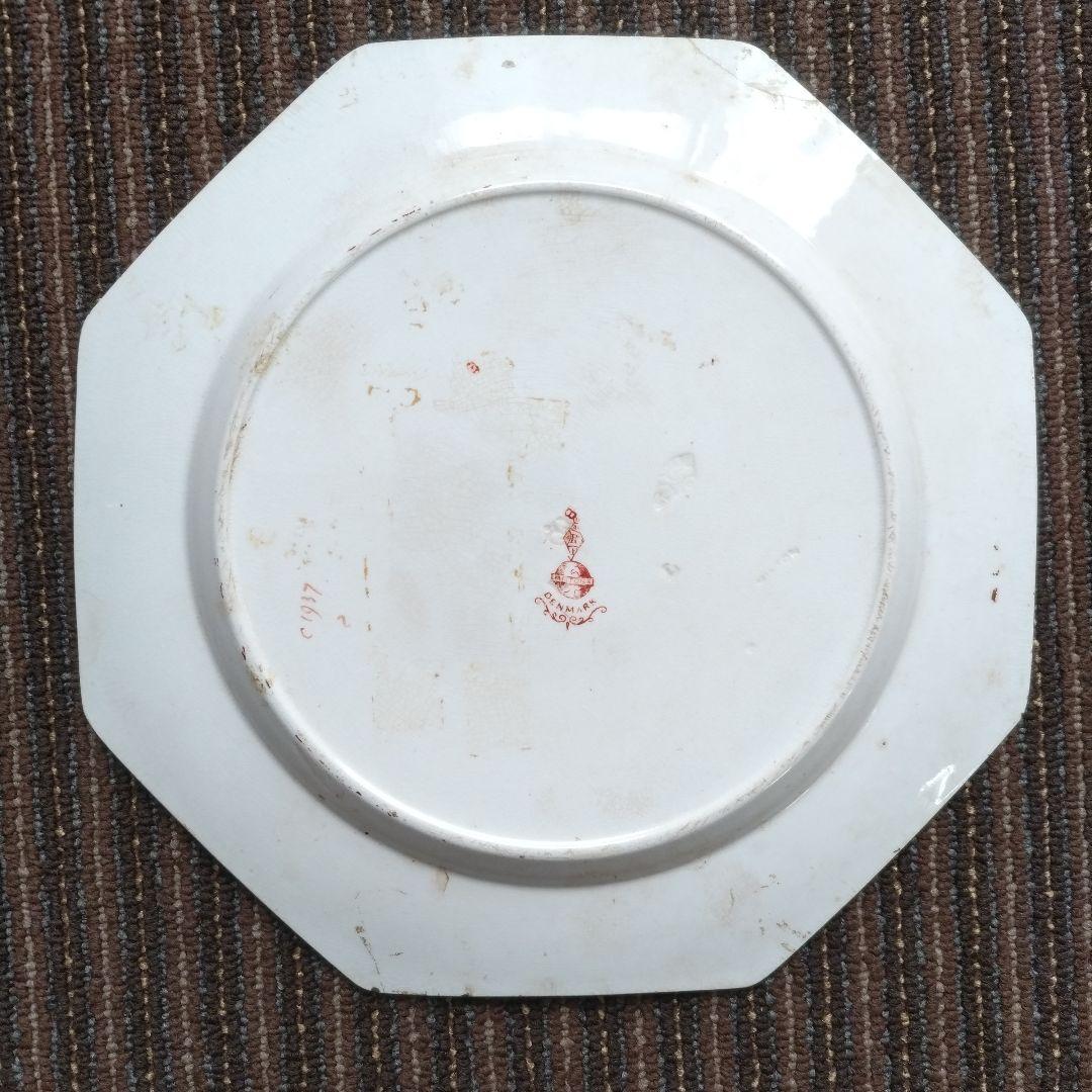 1860年代〜　オールドミントン　デンマーク　オクトゴナル　ディナー皿　※補修有