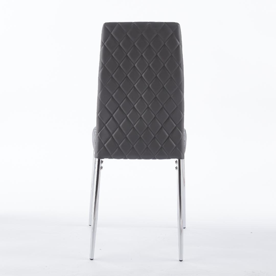 ダイニングチェア 4脚セット レザー メッキ脚 椅子 イス 食卓椅子 菱形 北欧