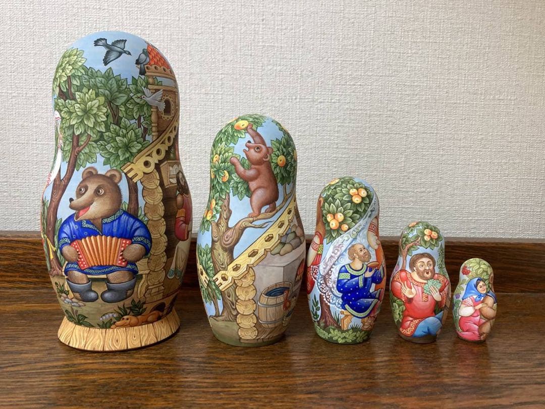 ロシア雑貨☆イコン マトリョーシカ熊(5P)オルガ作コブロフ工房