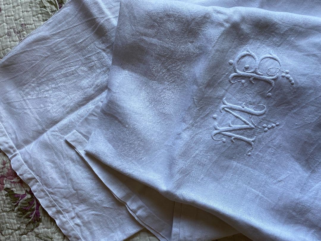 フランス　アンティーク　コットン　テーブルクロス