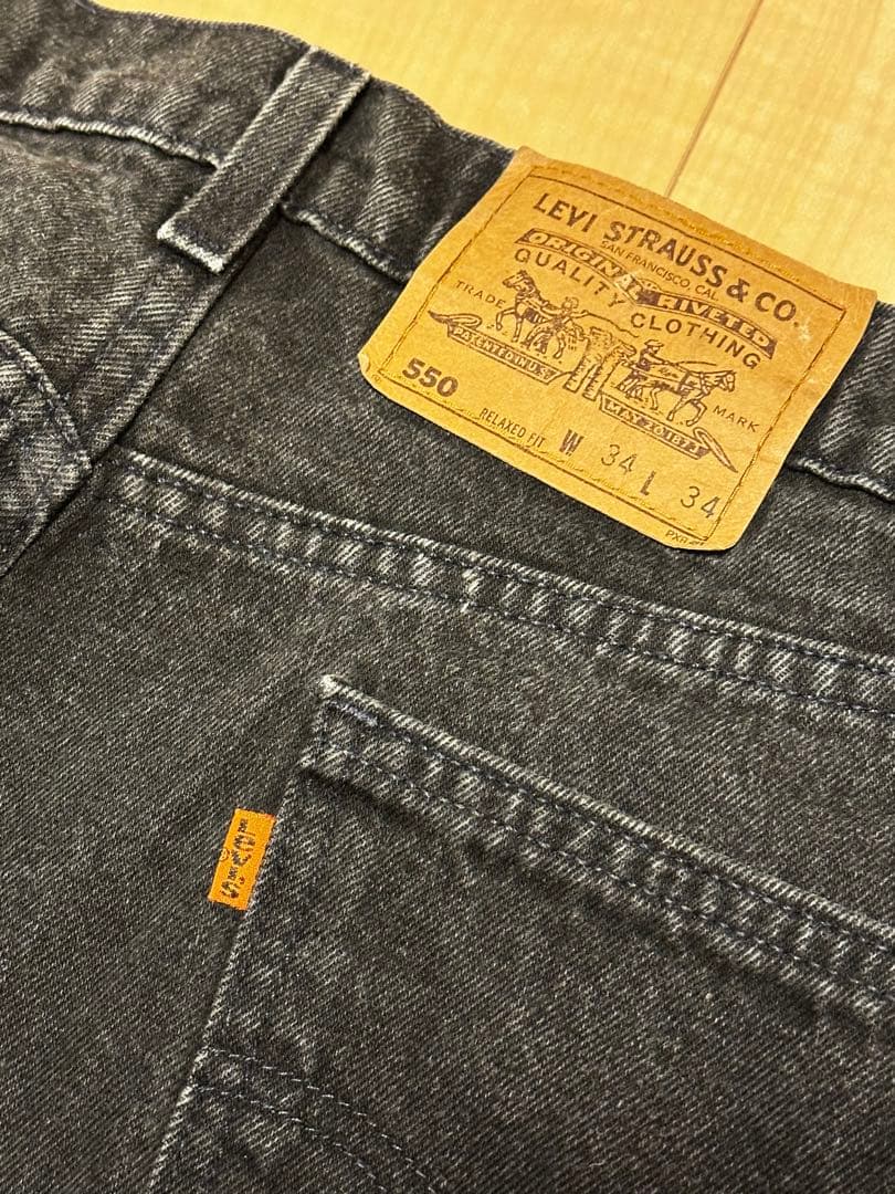 【美品】 90s USA製550 後染め ブラック W34 L34 オレンジタブ