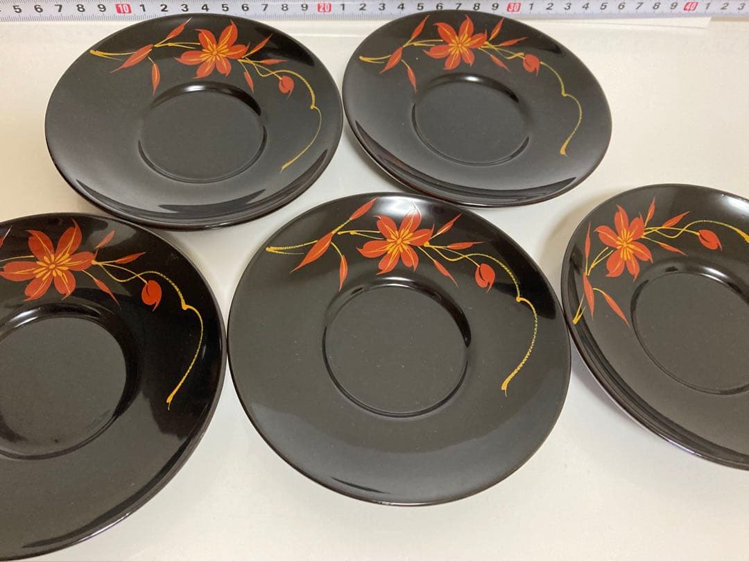 浄法寺塗　うるみ工房　漆器の茶筒1、急須台１、おしぼり入れ５、茶托５のセット