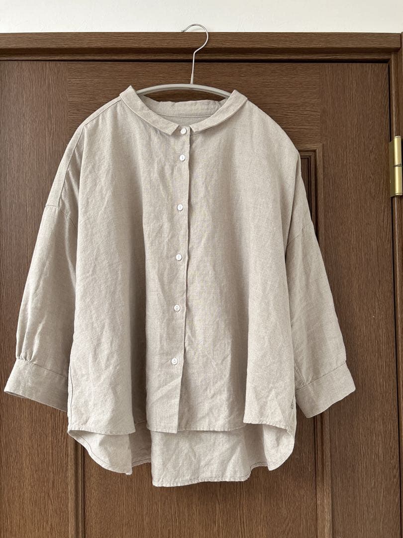 HUIS 8分袖オールドレピアリネンワイドブラウス きなり レディス U108