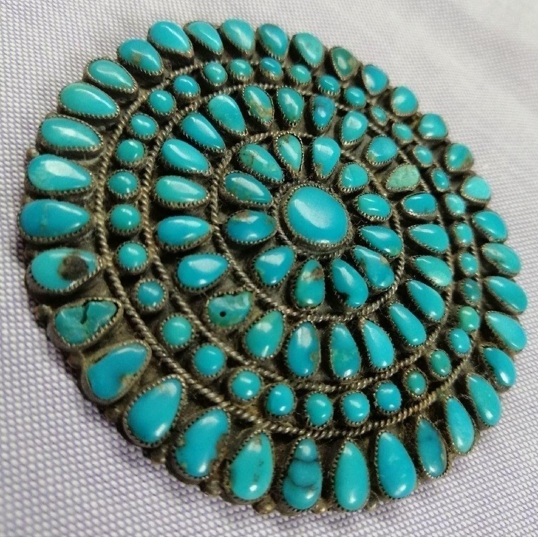 VMB ヴィンテージ ターコイズ&シルバー ピンブローチA