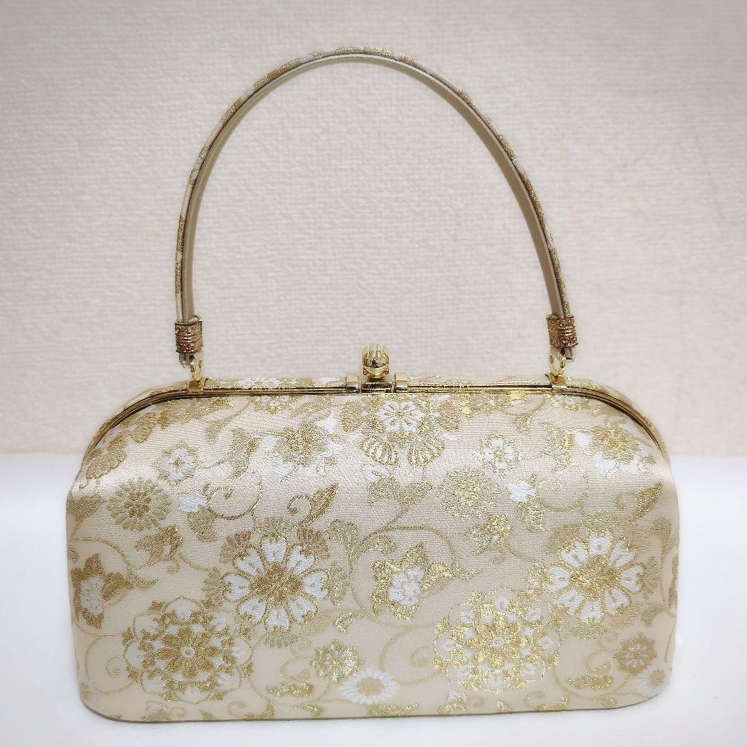 専用✨美品✨和装バッグ草履　セット　フォーマル　帯地　唐草　ゴールド　金